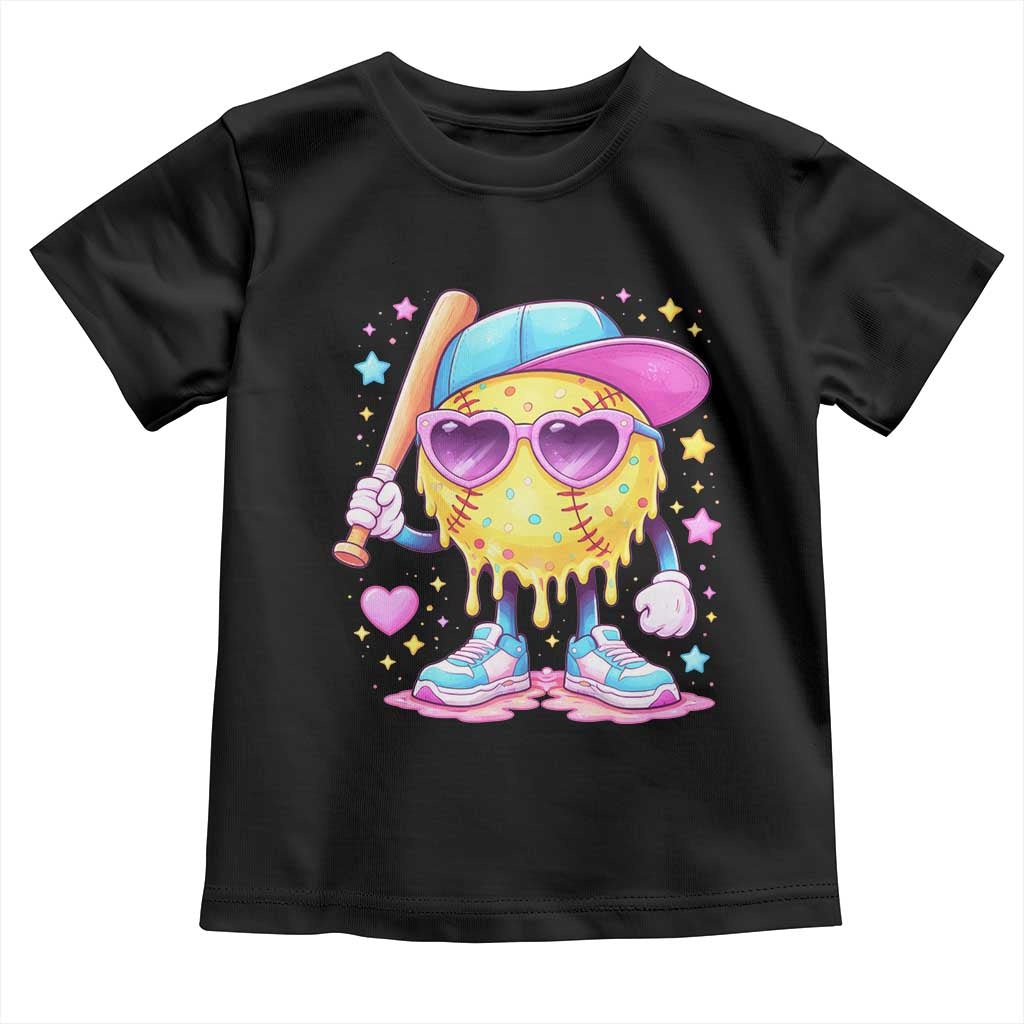 Funny Softball Drip Toddler T Shirt Ice Cream Sprinkles Softball Girls Kid