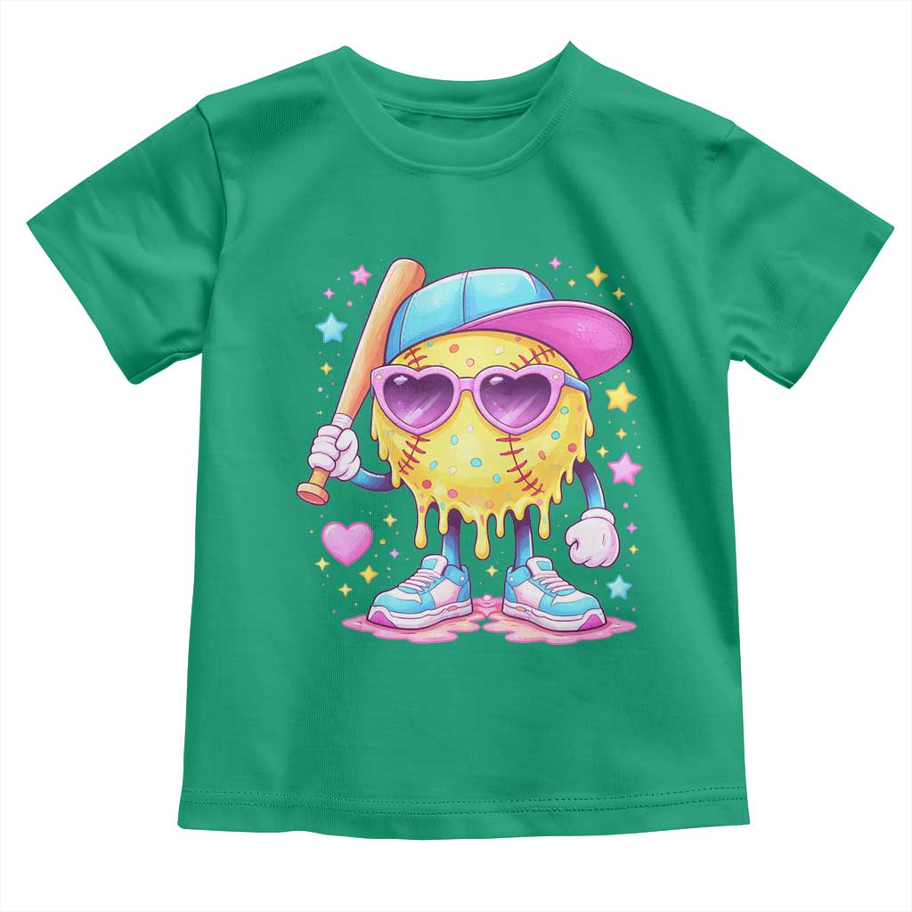 Funny Softball Drip Toddler T Shirt Ice Cream Sprinkles Softball Girls Kid