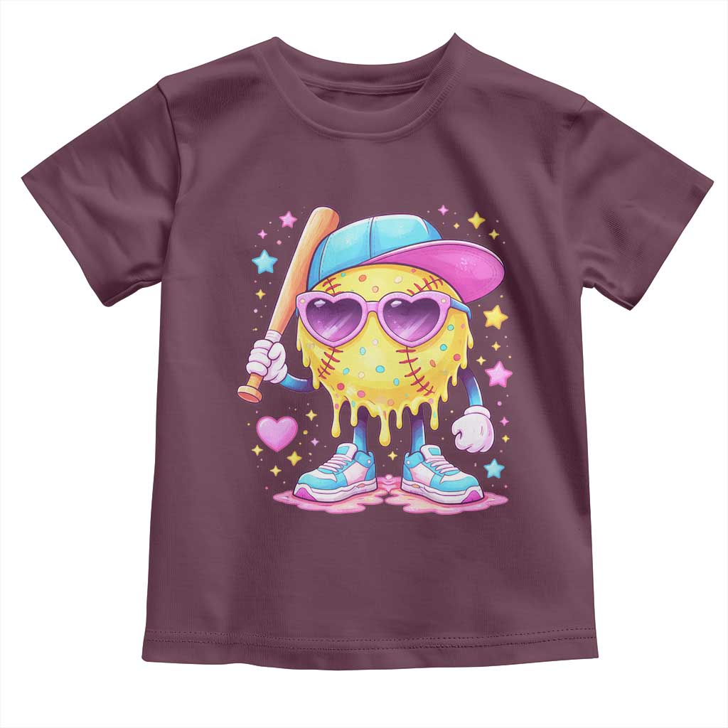 Funny Softball Drip Toddler T Shirt Ice Cream Sprinkles Softball Girls Kid