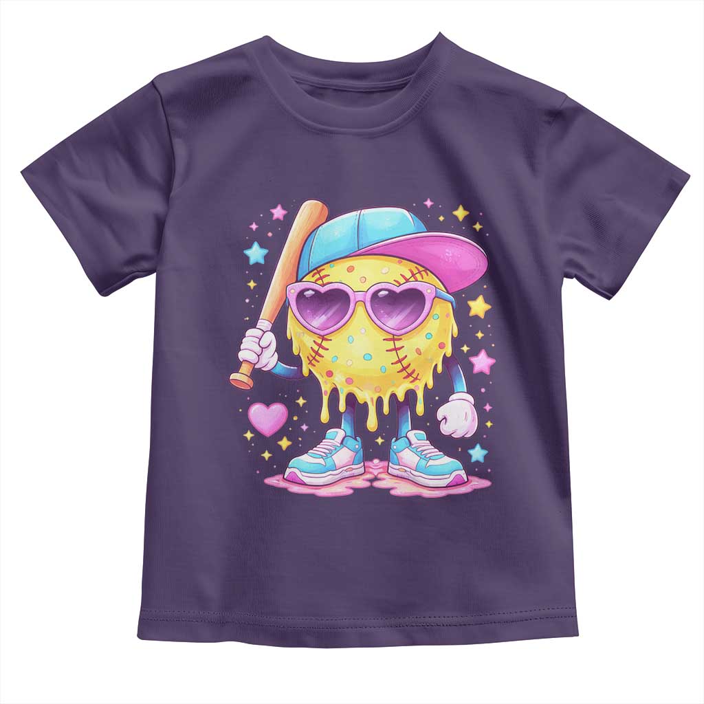 Funny Softball Drip Toddler T Shirt Ice Cream Sprinkles Softball Girls Kid