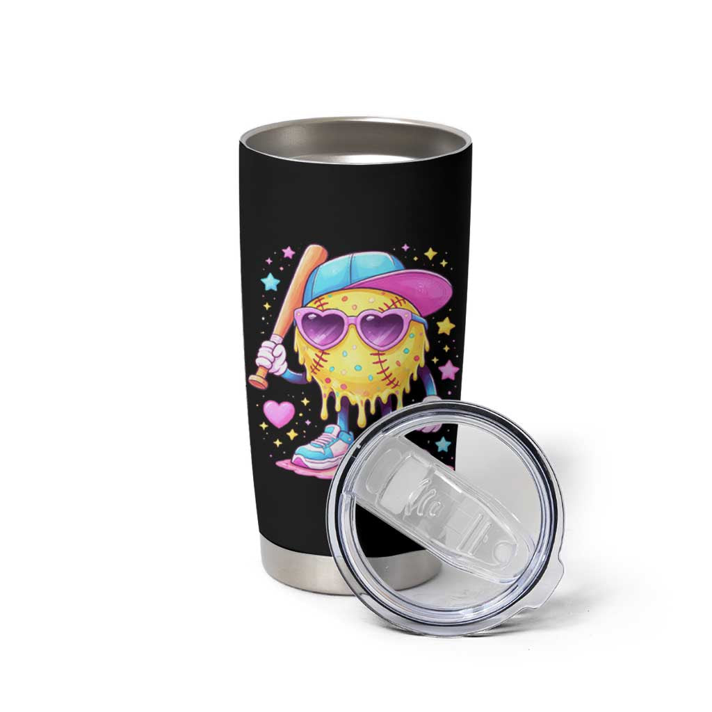 Funny Softball Drip Tumbler Cup Ice Cream Sprinkles Softball Girls Kid