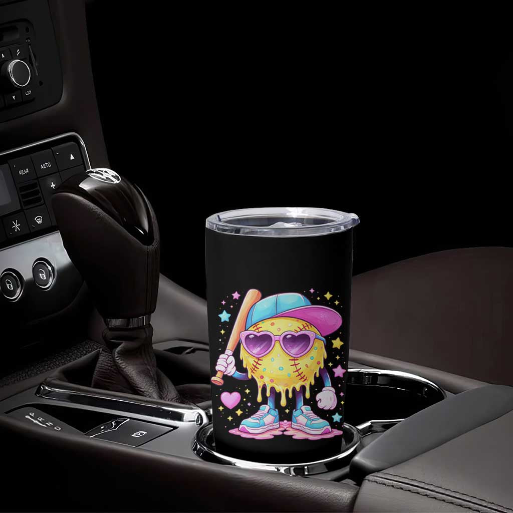 Funny Softball Drip Tumbler Cup Ice Cream Sprinkles Softball Girls Kid