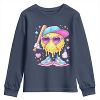 Funny Softball Drip Youth Sweatshirt Ice Cream Sprinkles Softball Girls Kid
