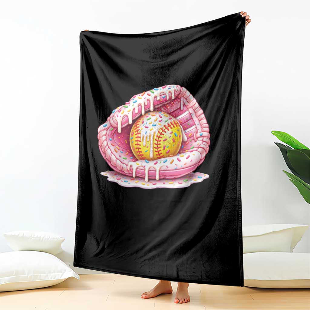 Softball Drip Throw Blanket Ice Cream Sprinkles Softball Glove Girls Kid