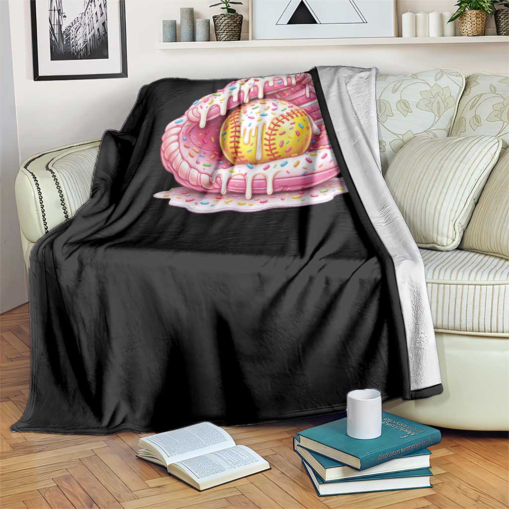 Softball Drip Throw Blanket Ice Cream Sprinkles Softball Glove Girls Kid