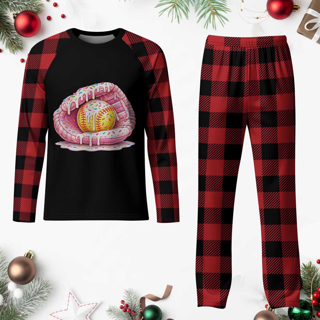 Softball Drip Plaid Pajama Set Ice Cream Sprinkles Softball Glove Girls Kid