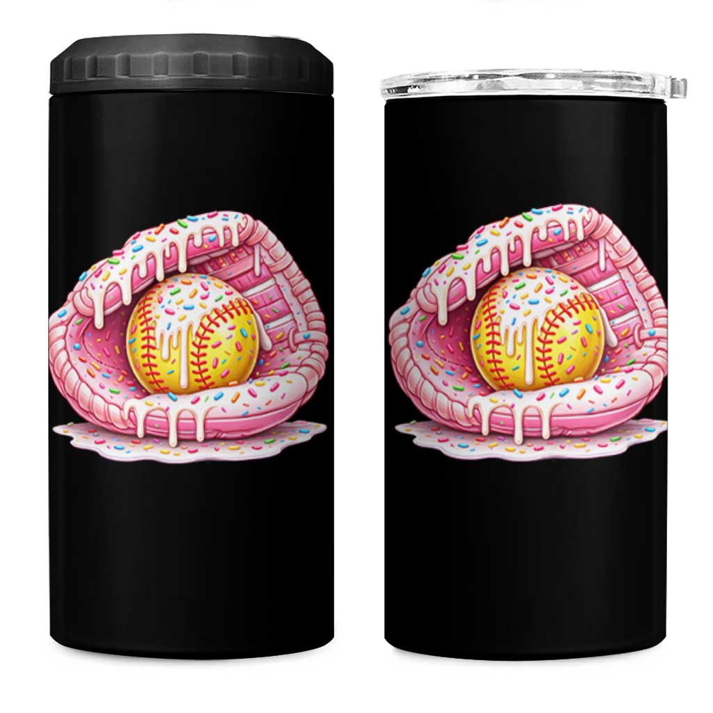 Softball Drip 4 in 1 Can Cooler Tumbler Ice Cream Sprinkles Softball Glove Girls Kid