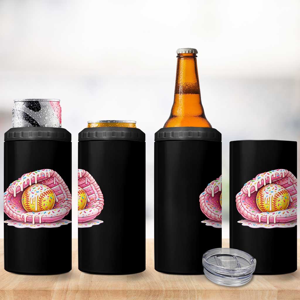 Softball Drip 4 in 1 Can Cooler Tumbler Ice Cream Sprinkles Softball Glove Girls Kid
