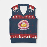 Softball Drip V-Neck Knit Sweater Vest Ice Cream Sprinkles Softball Glove Girls Kid