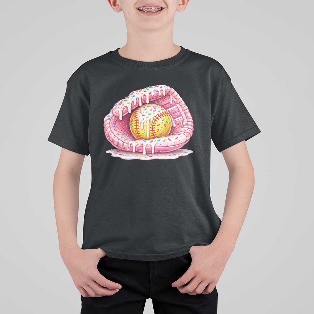 Softball Drip T Shirt For Kid Ice Cream Sprinkles Softball Glove Girls Kid