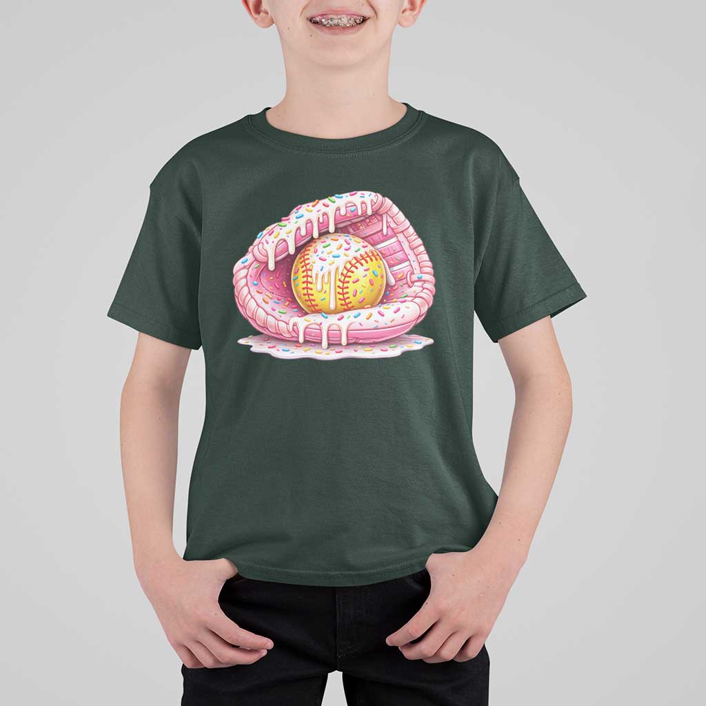 Softball Drip T Shirt For Kid Ice Cream Sprinkles Softball Glove Girls Kid
