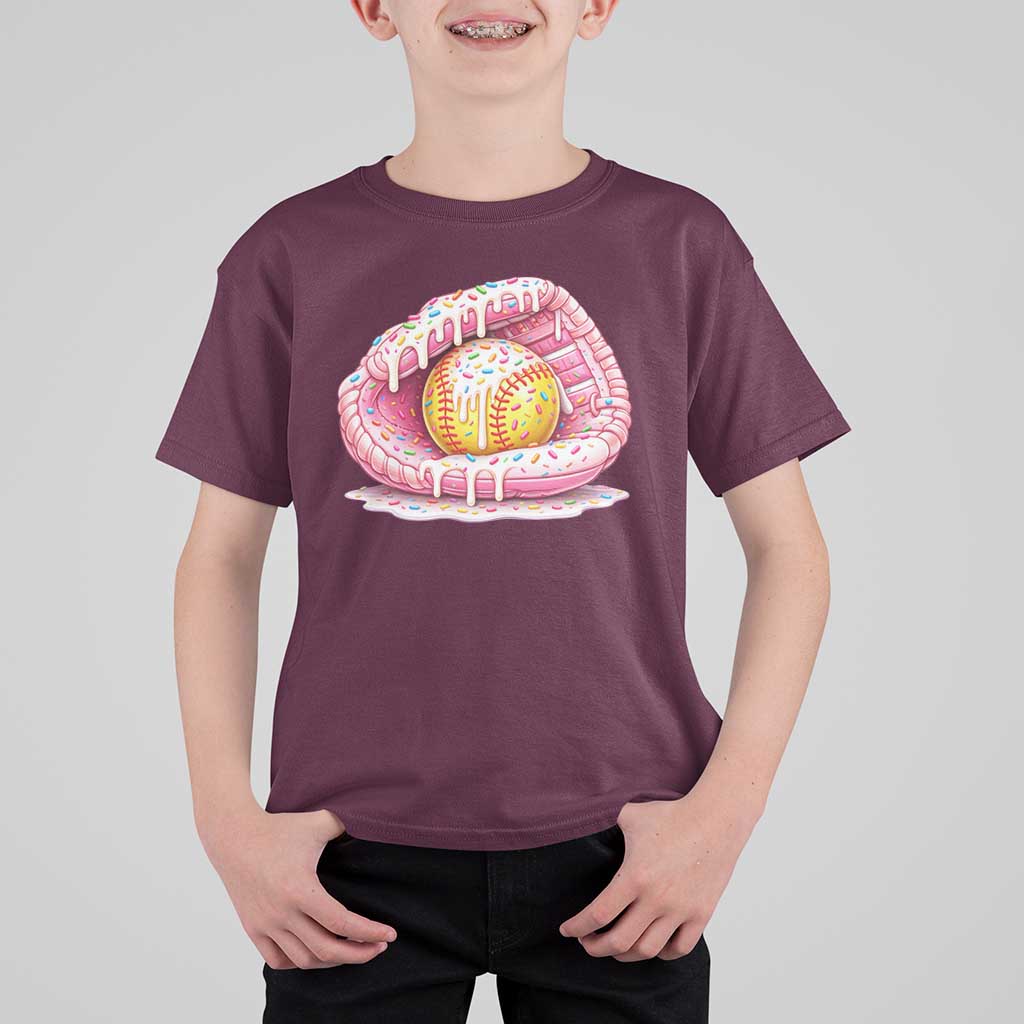 Softball Drip T Shirt For Kid Ice Cream Sprinkles Softball Glove Girls Kid
