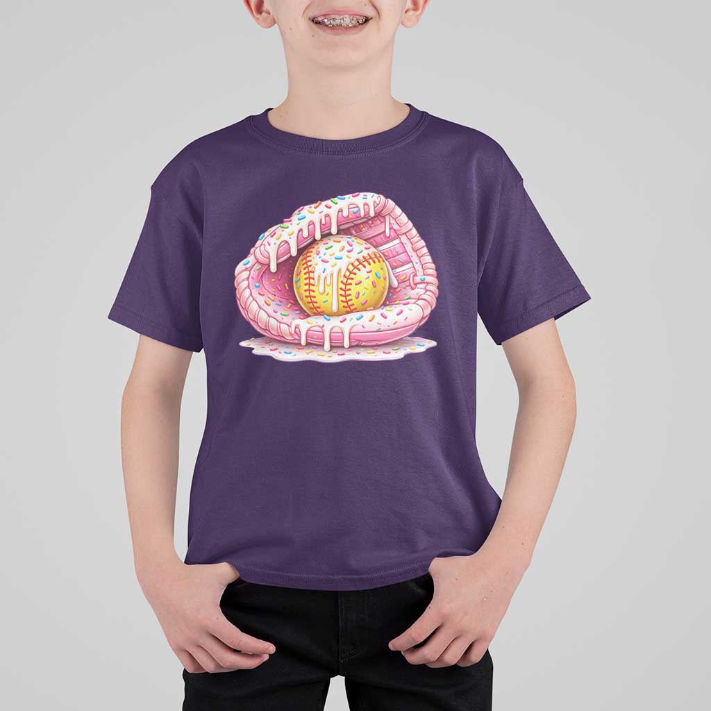 Softball Drip T Shirt For Kid Ice Cream Sprinkles Softball Glove Girls Kid