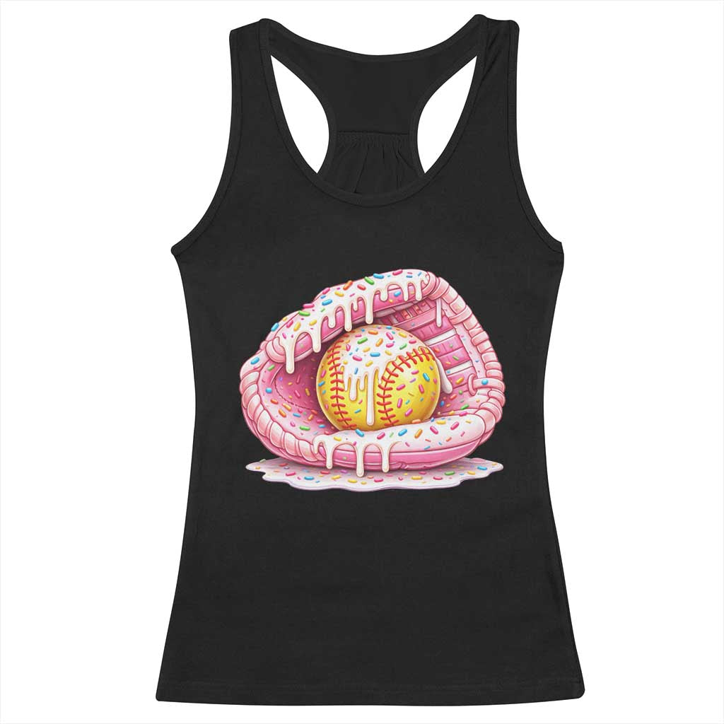 Softball Drip Racerback Tank Top Ice Cream Sprinkles Softball Glove Girls Kid
