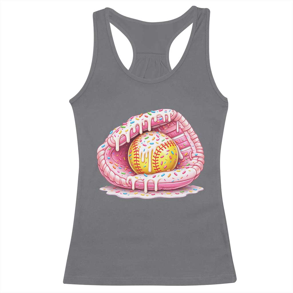 Softball Drip Racerback Tank Top Ice Cream Sprinkles Softball Glove Girls Kid
