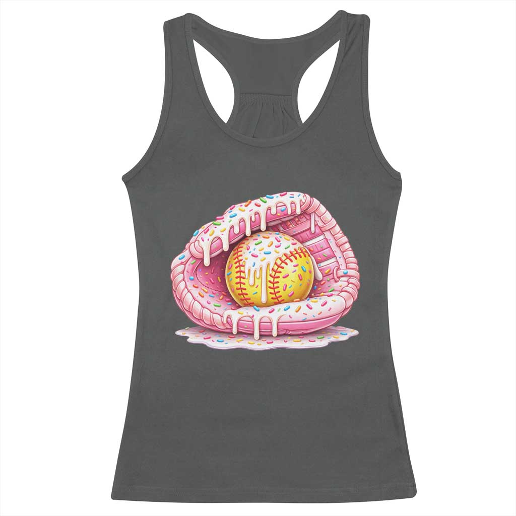 Softball Drip Racerback Tank Top Ice Cream Sprinkles Softball Glove Girls Kid