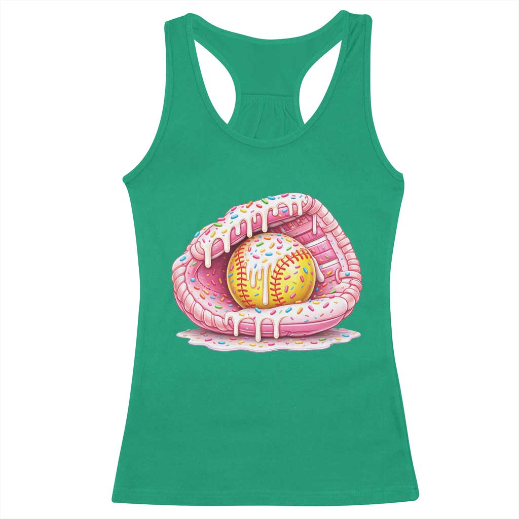 Softball Drip Racerback Tank Top Ice Cream Sprinkles Softball Glove Girls Kid