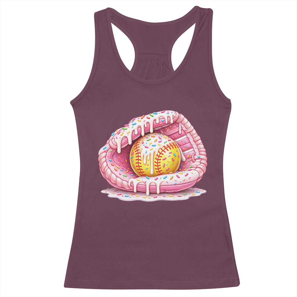 Softball Drip Racerback Tank Top Ice Cream Sprinkles Softball Glove Girls Kid