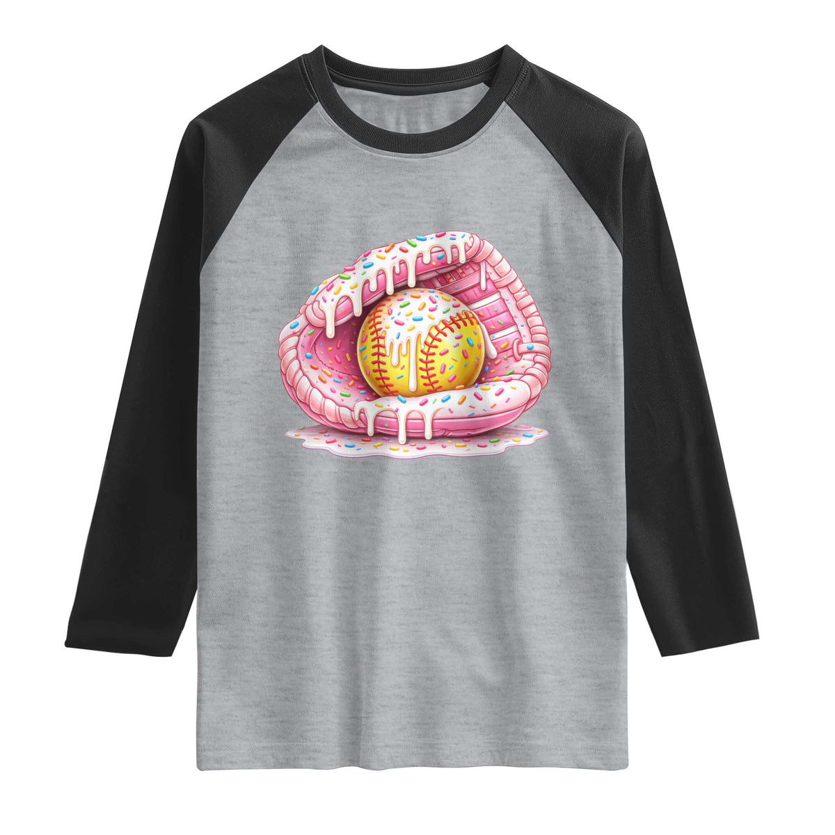 Softball Drip Raglan Shirt Ice Cream Sprinkles Softball Glove Girls Kid