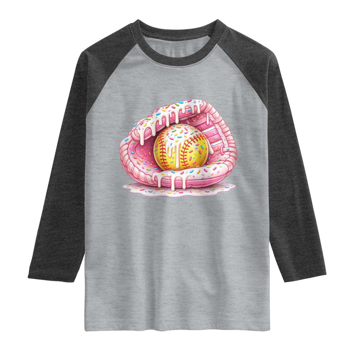 Softball Drip Raglan Shirt Ice Cream Sprinkles Softball Glove Girls Kid