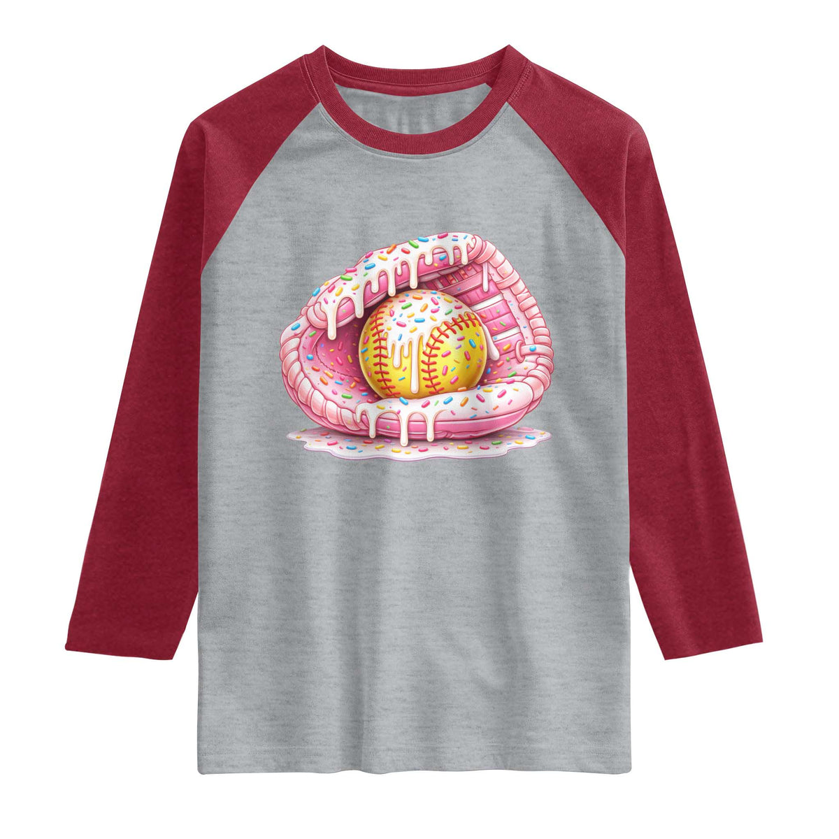 Softball Drip Raglan Shirt Ice Cream Sprinkles Softball Glove Girls Kid