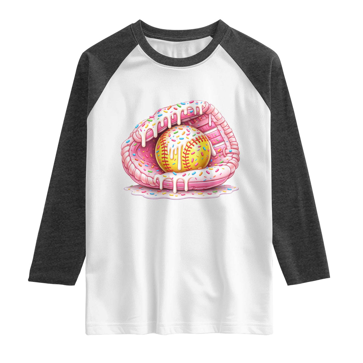 Softball Drip Raglan Shirt Ice Cream Sprinkles Softball Glove Girls Kid