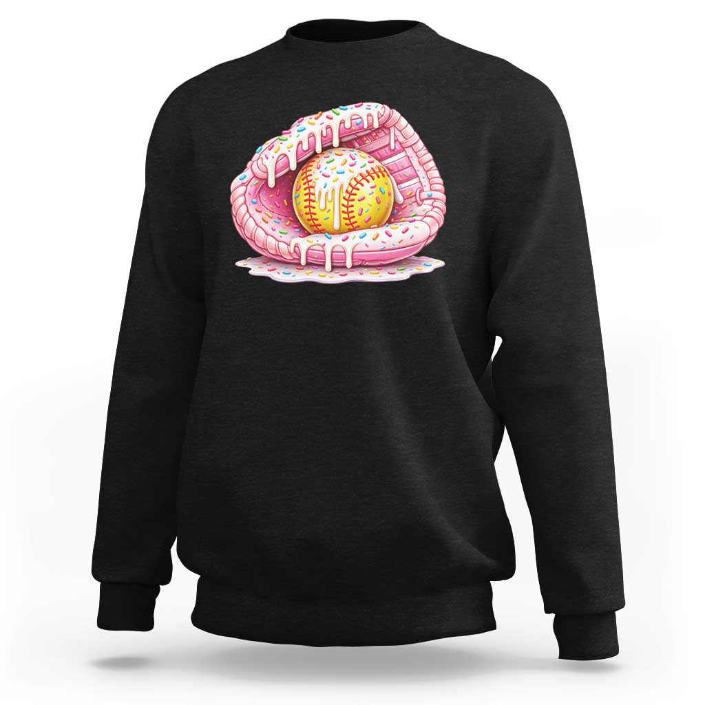 Softball Drip Sweatshirt Ice Cream Sprinkles Softball Glove Girls Kid