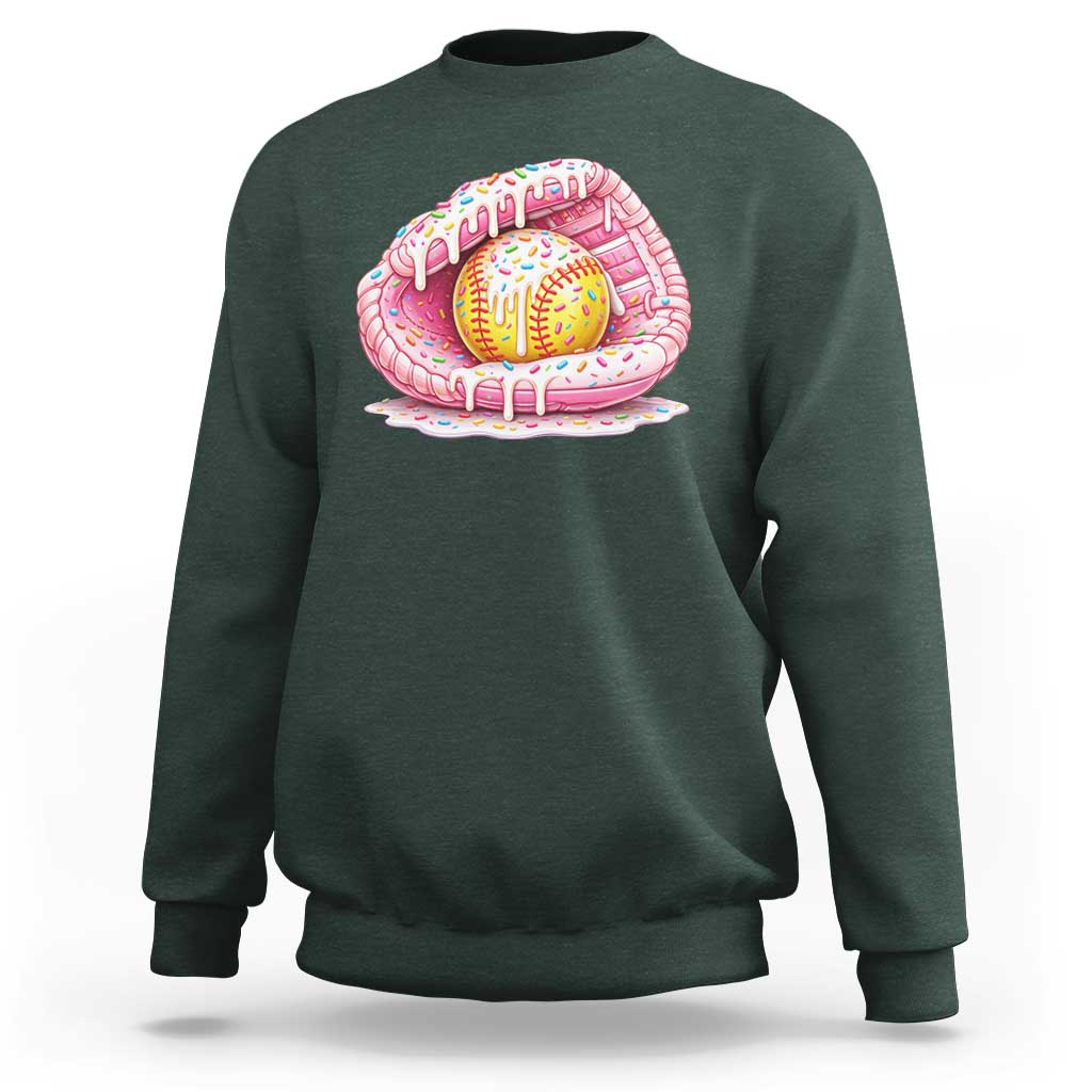 Softball Drip Sweatshirt Ice Cream Sprinkles Softball Glove Girls Kid