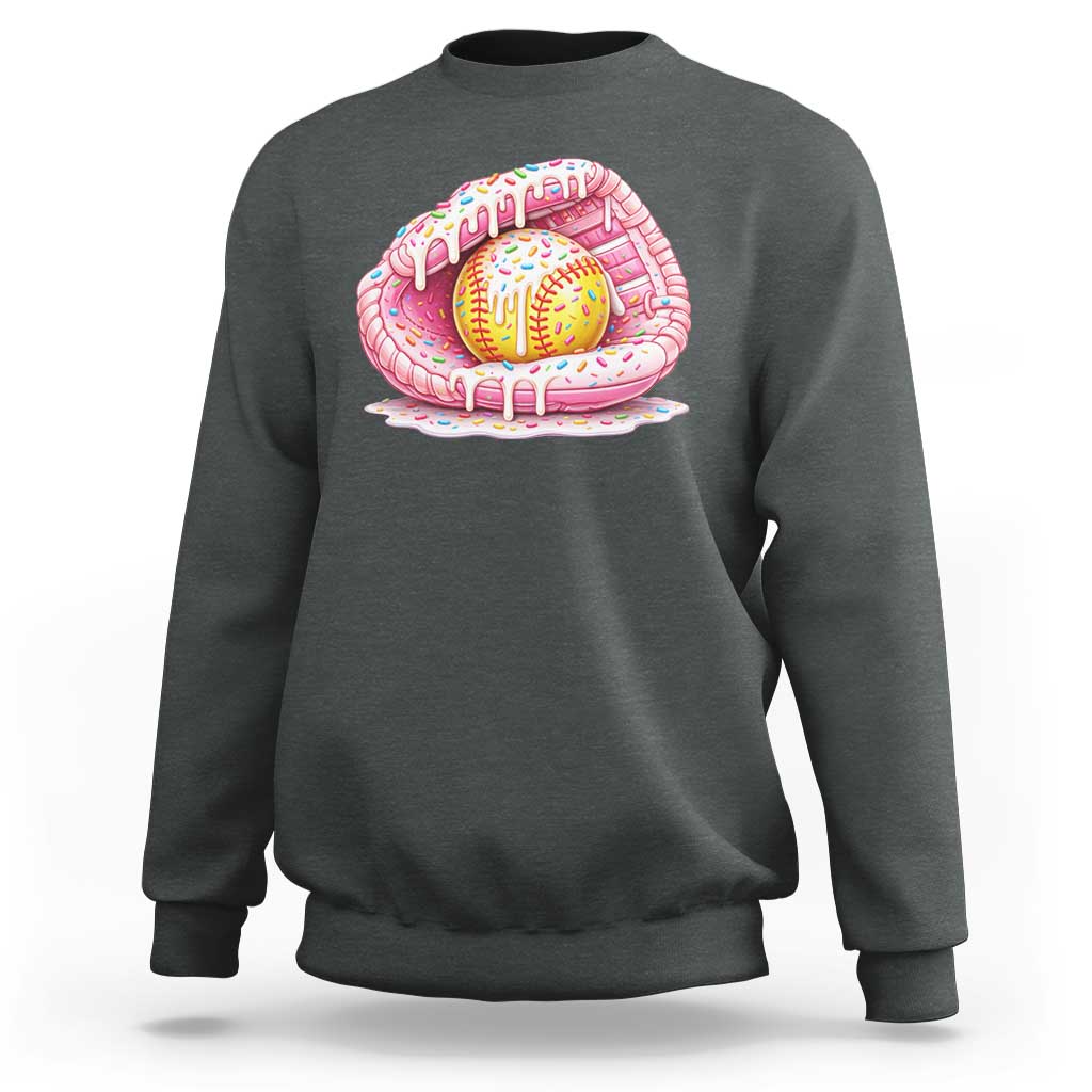 Softball Drip Sweatshirt Ice Cream Sprinkles Softball Glove Girls Kid