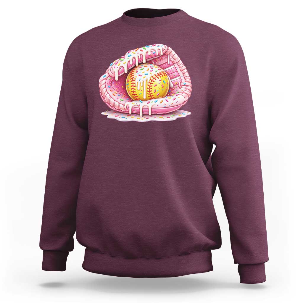 Softball Drip Sweatshirt Ice Cream Sprinkles Softball Glove Girls Kid