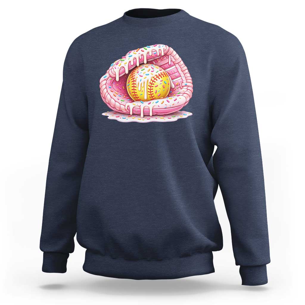 Softball Drip Sweatshirt Ice Cream Sprinkles Softball Glove Girls Kid