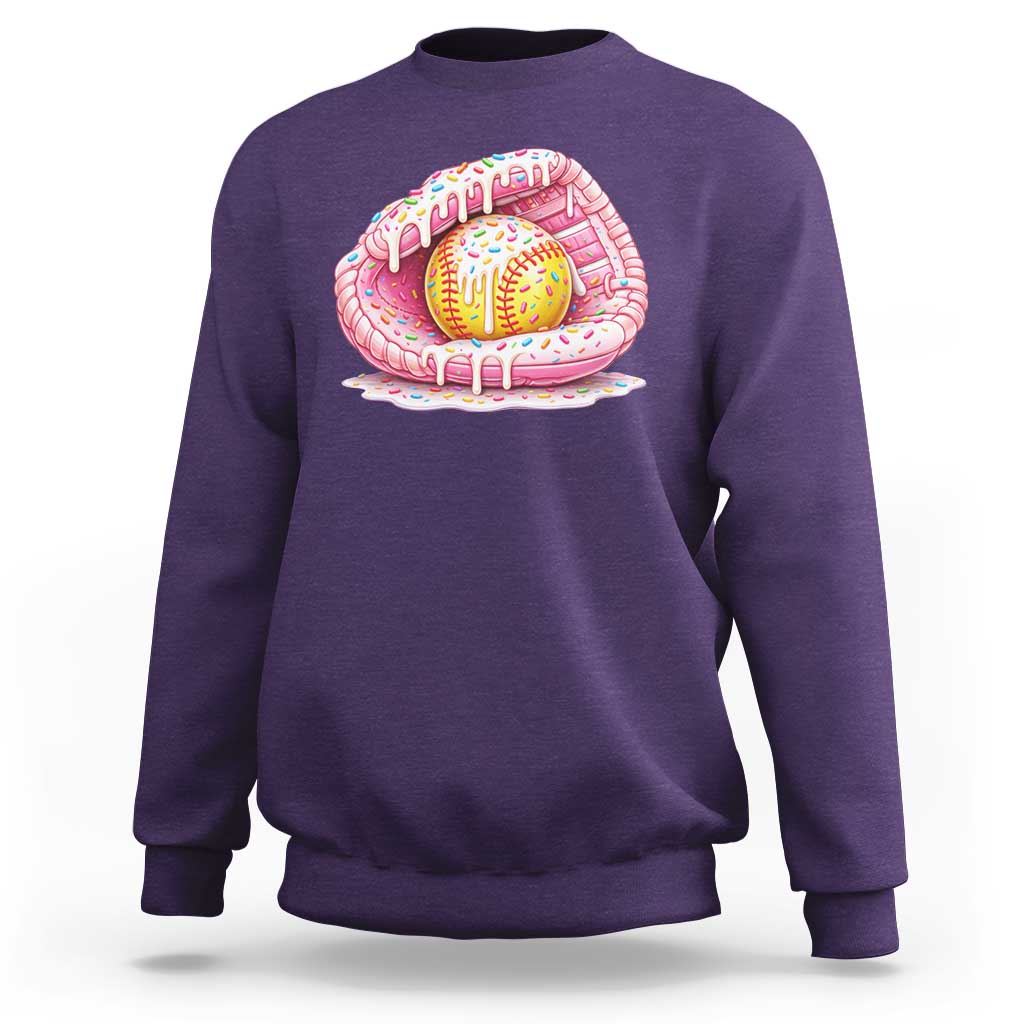 Softball Drip Sweatshirt Ice Cream Sprinkles Softball Glove Girls Kid