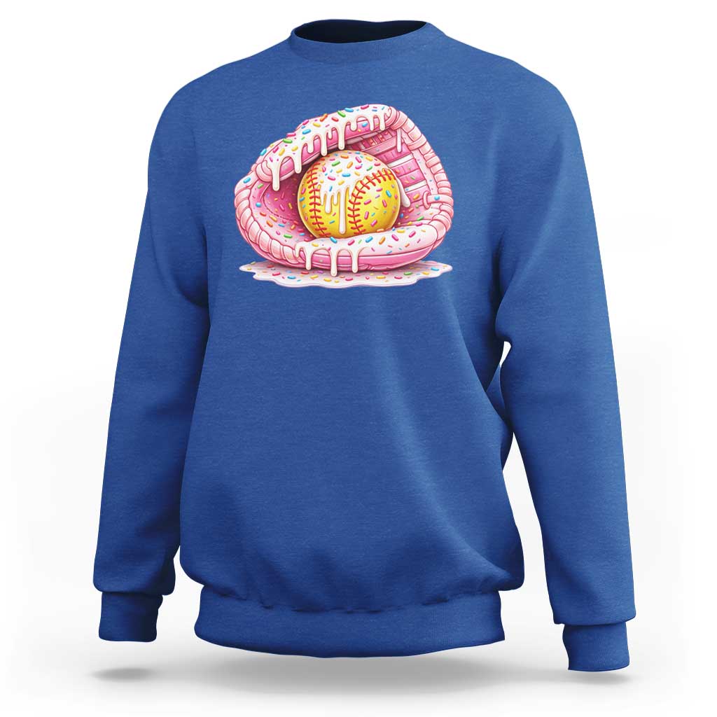 Softball Drip Sweatshirt Ice Cream Sprinkles Softball Glove Girls Kid