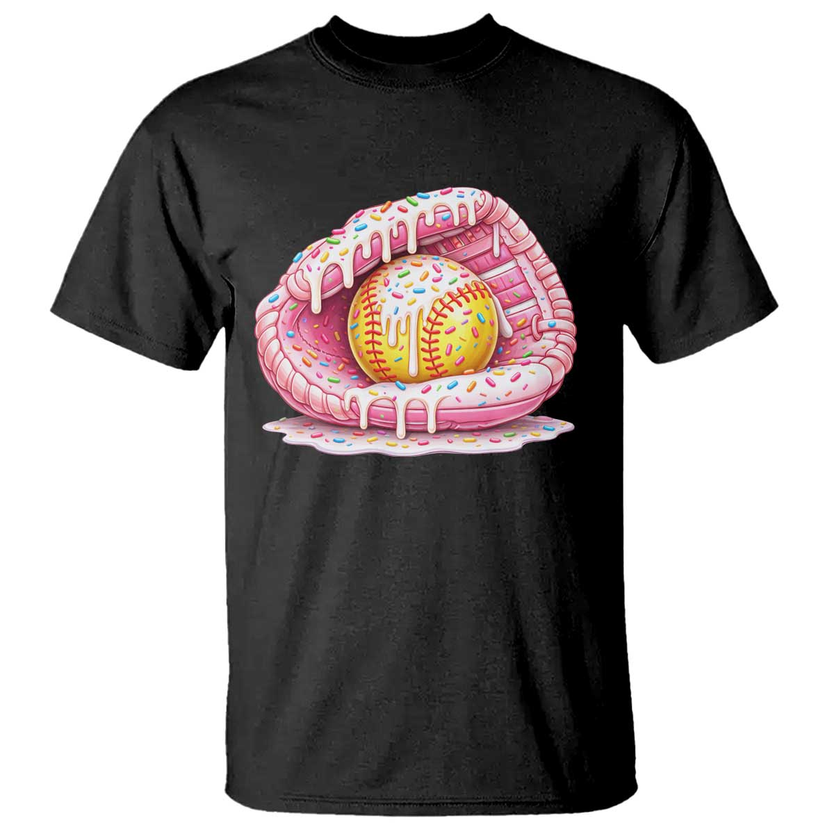 Softball Drip T Shirt Ice Cream Sprinkles Softball Glove Girls Kid