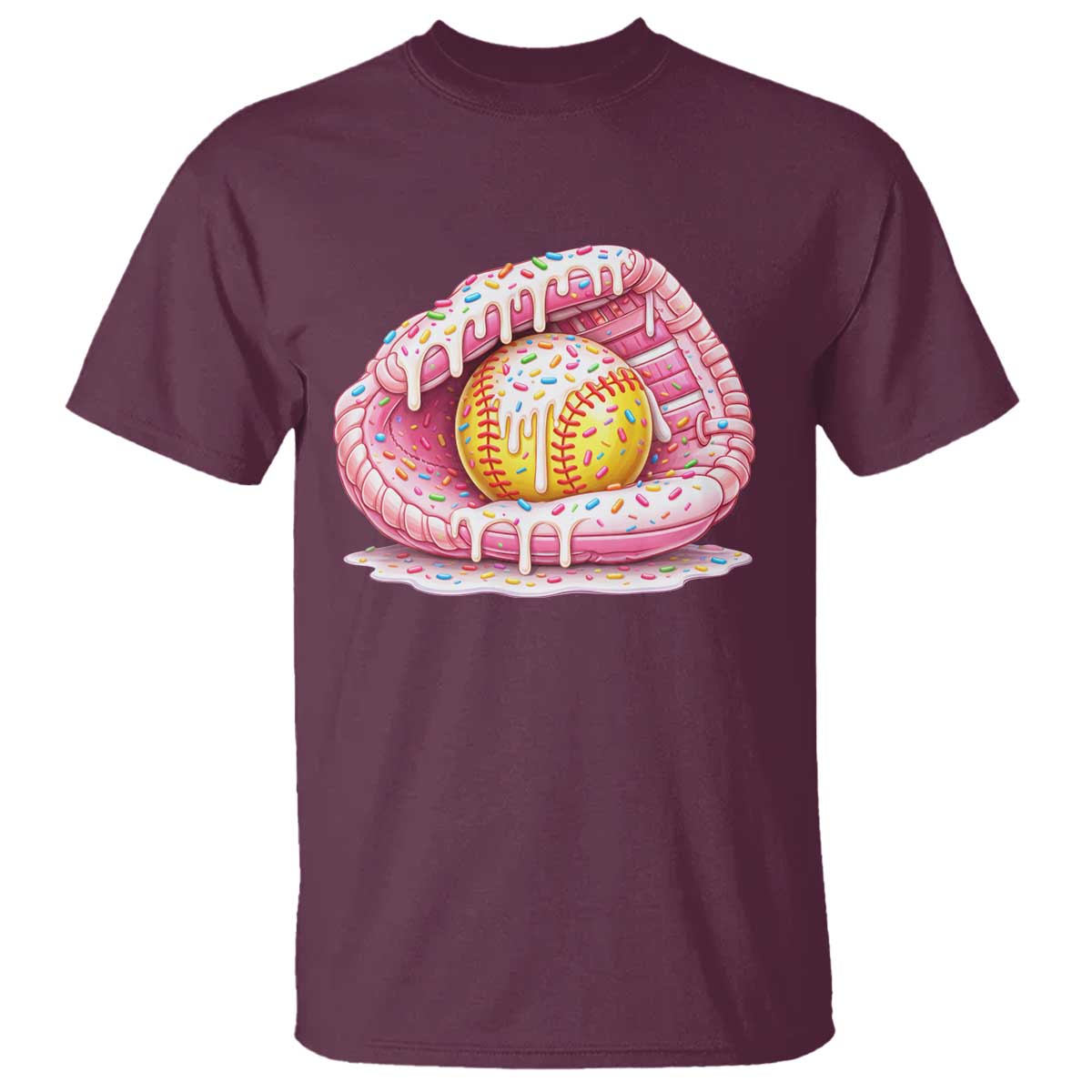 Softball Drip T Shirt Ice Cream Sprinkles Softball Glove Girls Kid