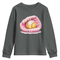 Softball Drip Youth Sweatshirt Ice Cream Sprinkles Softball Glove Girls Kid