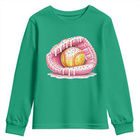 Softball Drip Youth Sweatshirt Ice Cream Sprinkles Softball Glove Girls Kid