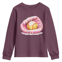 Softball Drip Youth Sweatshirt Ice Cream Sprinkles Softball Glove Girls Kid