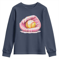 Softball Drip Youth Sweatshirt Ice Cream Sprinkles Softball Glove Girls Kid
