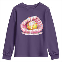 Softball Drip Youth Sweatshirt Ice Cream Sprinkles Softball Glove Girls Kid