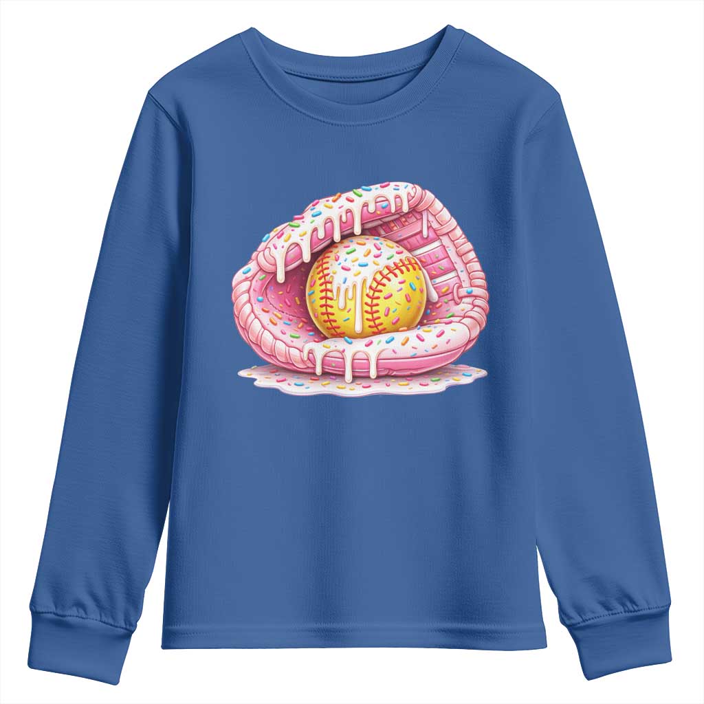 Softball Drip Youth Sweatshirt Ice Cream Sprinkles Softball Glove Girls Kid
