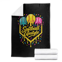 Softball Drip Throw Blanket Ice Cream Sprinkles Softball Life Style
