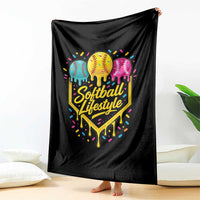 Softball Drip Throw Blanket Ice Cream Sprinkles Softball Life Style
