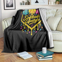 Softball Drip Throw Blanket Ice Cream Sprinkles Softball Life Style