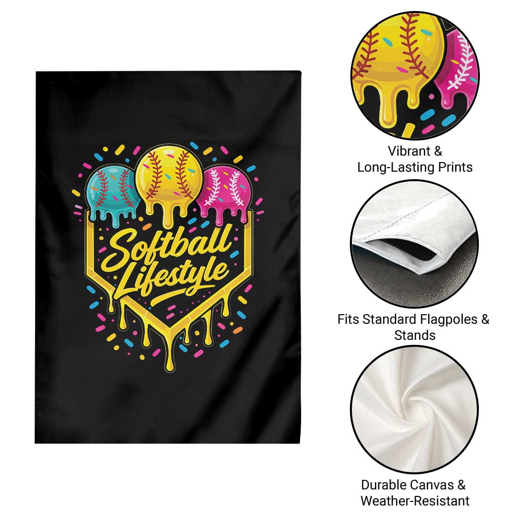 Softball Drip Garden Flag Ice Cream Sprinkles Softball Life Style