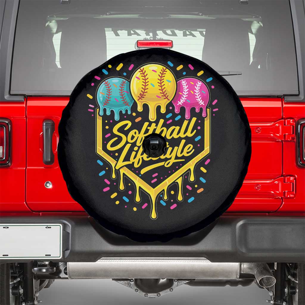 Softball Drip Spare Tire Cover Ice Cream Sprinkles Softball Life Style