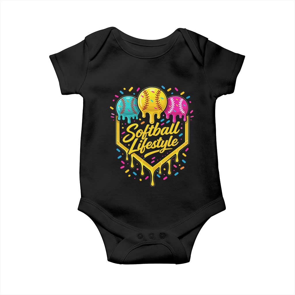 Softball Drip Baby Onesie Ice Cream Sprinkles Softball Life Style