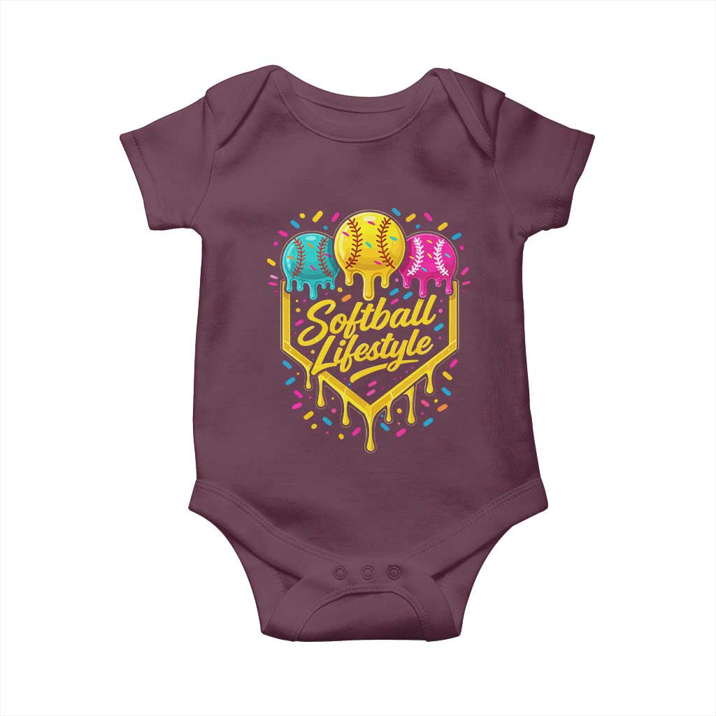 Softball Drip Baby Onesie Ice Cream Sprinkles Softball Life Style