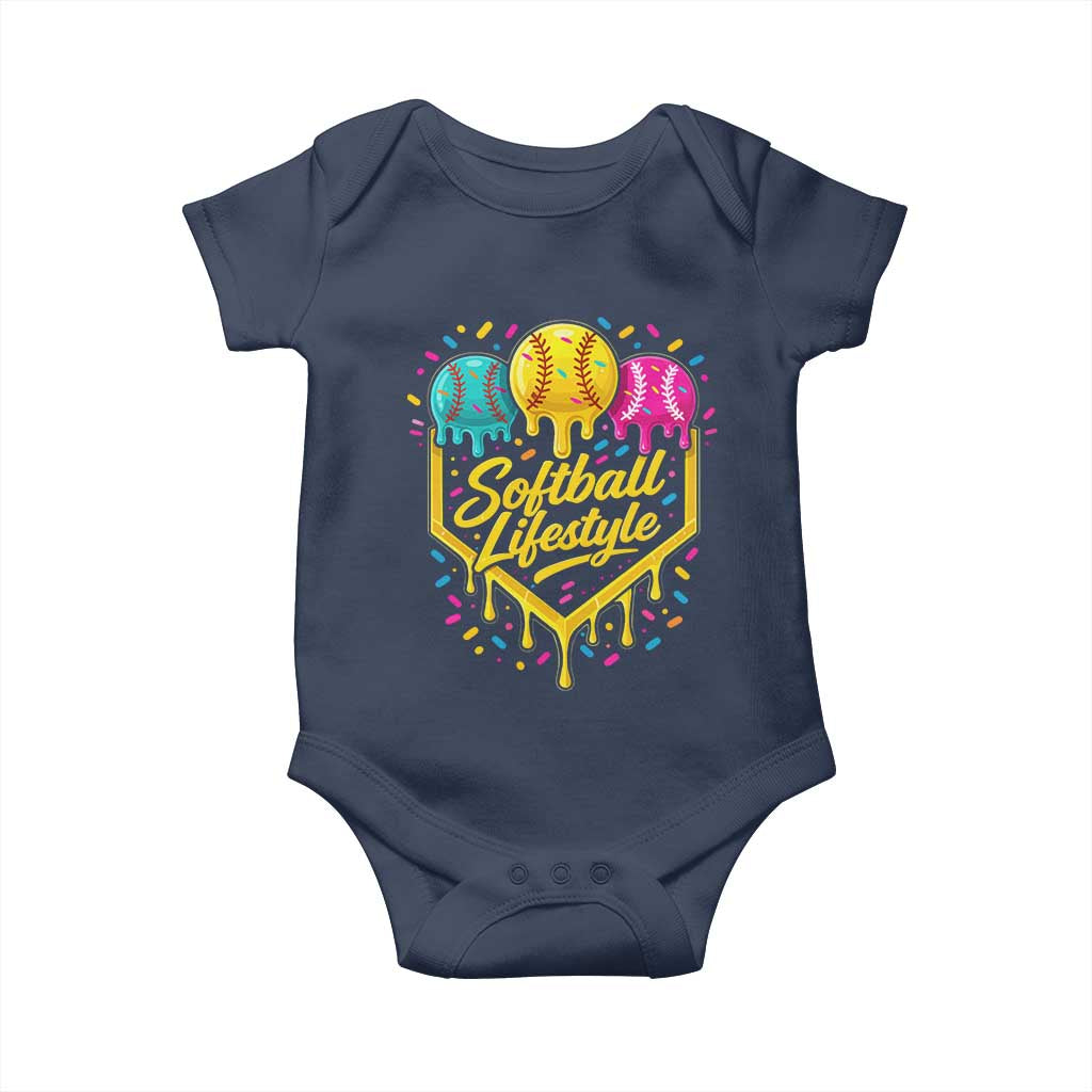 Softball Drip Baby Onesie Ice Cream Sprinkles Softball Life Style