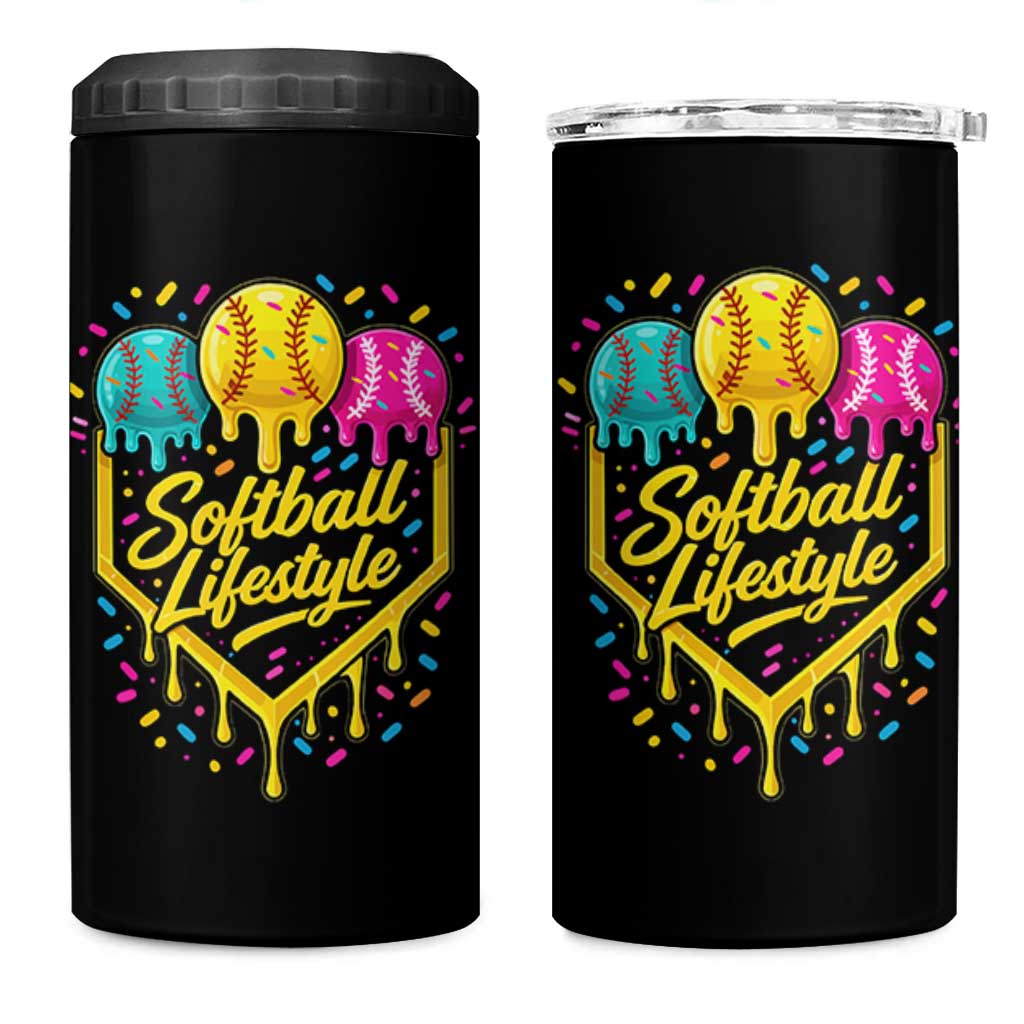 Softball Drip 4 in 1 Can Cooler Tumbler Ice Cream Sprinkles Softball Life Style